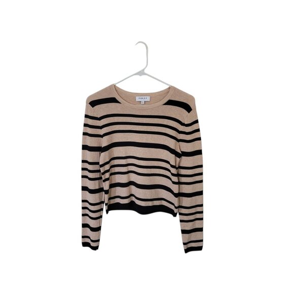 Striped Long Sleeve Sweater Crewneck Tan & Black Gilli Small Old Money Preppy - Picture 3 of 9
